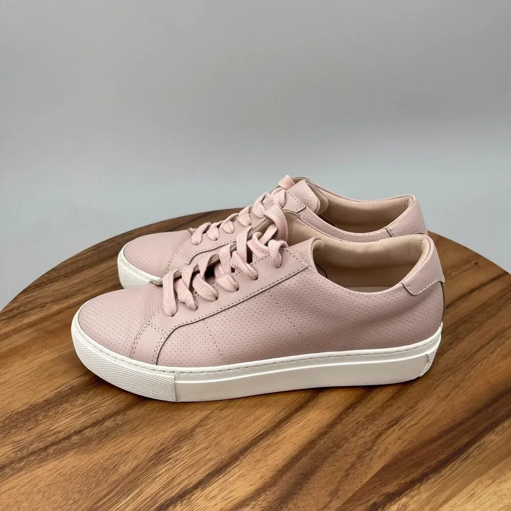 Greats Brooklyn Shoes Womens Size 7.5 Pink Perforated Leather Casual Sneakers